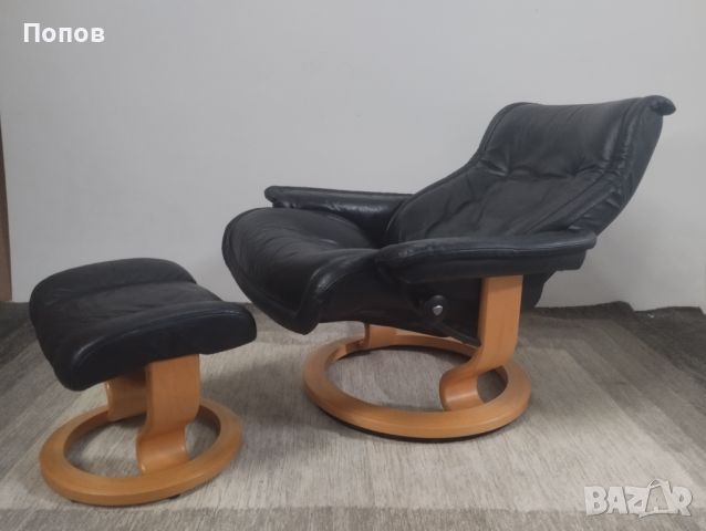 Винтидж Ekornes Stressless Royal Black релакс кресло, снимка 1 - Дивани и мека мебел - 46197066