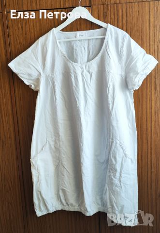 Бяла памучна рокля с къс ръкав марка Zizzi, снимка 1 - Рокли - 46401823