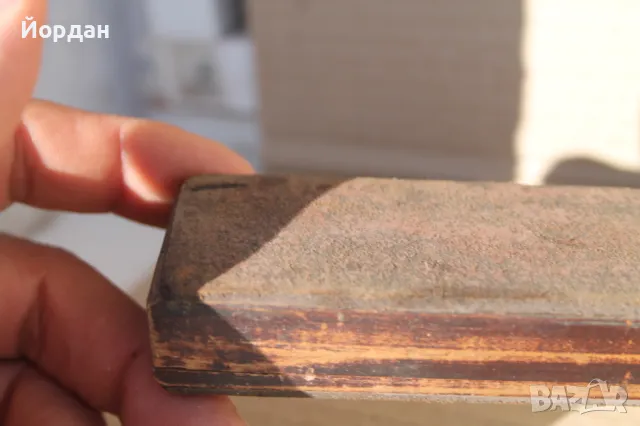 Кутия и точило за бръснач /дърво и гьон/, снимка 7 - Антикварни и старинни предмети - 49483252