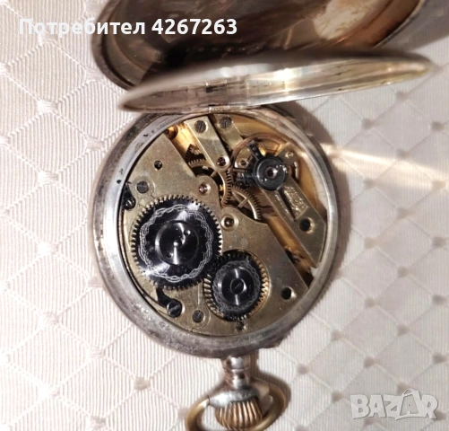 Старинен мъжки джобен часовник сребро 800, снимка 10 - Антикварни и старинни предмети - 52665635