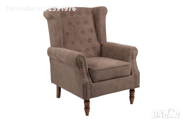 Удобно кресло Puzzle-home Piore, Кафяв, Дървени крака, 77x80x106cm, снимка 1