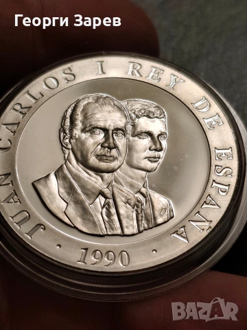 Кралска Испания, крал Хуан Карлос 2000 песети 1992 год,,сребро ,26.70 гр,проба 925/1000 , снимка 5 - Нумизматика и бонистика - 53479490