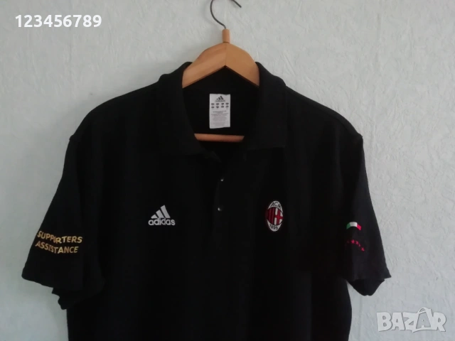 AC Milan Adidas 2XL памучна оригинална поло черна тениска Милан Supporters XXL, снимка 4 - Тениски - 53457841