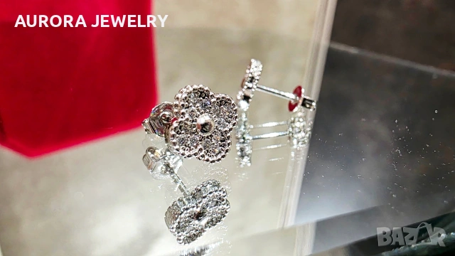 Van Cleef & Arpels VCA Silver Diamond Sweet Alhambra Дамски Обеци, снимка 6 - Обеци - 53918605