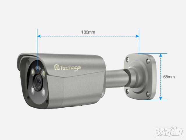 Techage Ultra HD 4K PoE 48V Външна IP Водоустойчива Охранителна Камера 8MP XMeye APP, снимка 12 - IP камери - 46757336