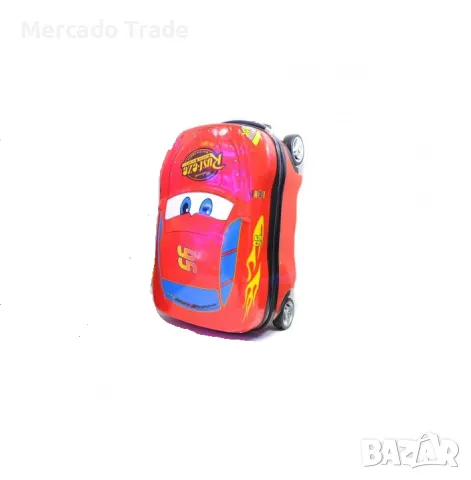 Детски куфар Mercado Trade, 3D, Поликарбон, Кола, Червен , снимка 2 - Куфари - 47219903