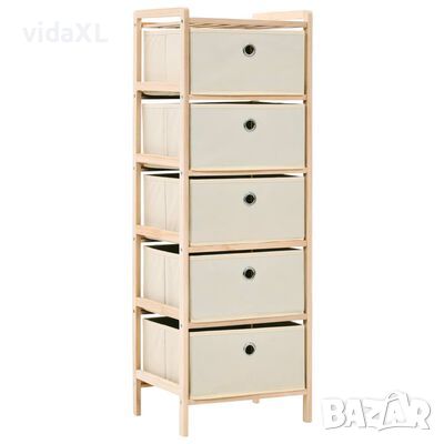 vidaXL Шкаф за съхранение с 5 кошници от текстил, дърво кедър, бежов（SKU:246434