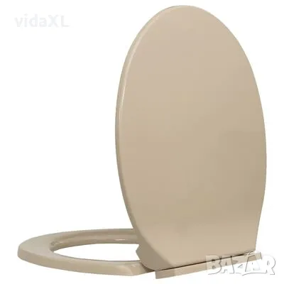 vidaXL Тоалетна седалка с плавно затваряне, бежова, овална(SKU:145820), снимка 4 - Други - 49302356