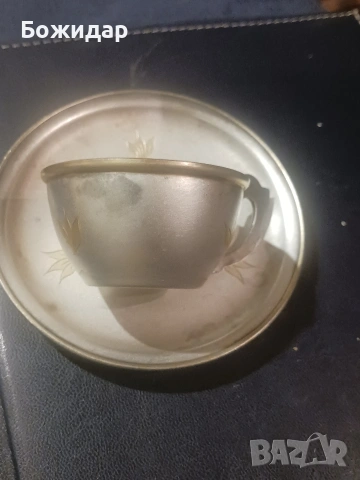 Посребрена Чашка и чинийка за кафе.СССР., снимка 4 - Чаши - 53867561
