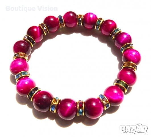 Ново! Гривна с естествени камъни - Тигрово око, снимка 4 - Гривни - 32812060