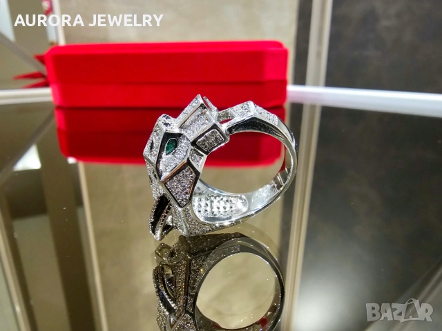 CARTIER Panthere de Cartier Big White Gold Diamonds Пръстен, снимка 6 - Пръстени - 52879521