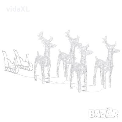 vidaXL Коледна украса елени с шейна, 280x28x55 см, акрил（SKU:328524