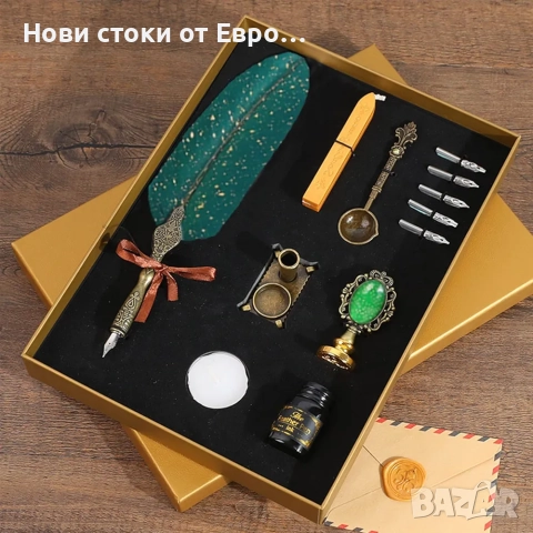 Комплект ръчно изработени винтидж пера с калиграфски пера, калиграфски пера,, снимка 6 - Други - 52568874