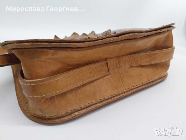 Винтидж дамска чанта с много отделения, от естествена кожа, наподобяваща крокодилска, снимка 6 - Чанти - 45540790