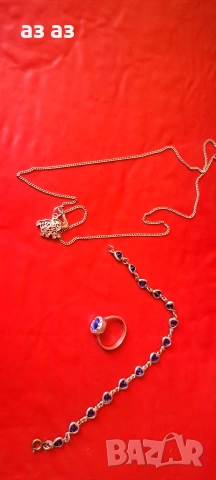 Сребърни бижута-колие,гривна,пръстен , снимка 4 - Колиета, медальони, синджири - 53602121