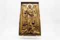Позлатена релефна икона на Свети Йоан Кръстител от масивен дъб - 9 карата, снимка 1 - Икони - 46006267