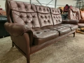 Винтидж диван тройка от естествена кожа , снимка 2