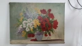 Стара картина „Пролетен букет“,  изобразяваща богат и жизнен цветен букет. , снимка 1