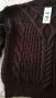 Нов, тъмнокафяв дамски пуловер с ефектни плетеници, снимка 3