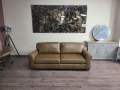 Светло кафяв кожен диван четворка, снимка 1