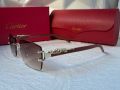 Cartier висок клас слънчеви очила Мъжки Дамски слънчеви с дървени дръжки, снимка 15