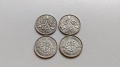 3 пенса 1934, 1936, 1940, 1941 Великобритания - Сребро, снимка 1