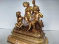 БРОНЗОВА СКУЛПТУРА 19-ВЕК Франция ДЕЦА МУЗИКАНТИ ВЪВ ПОЗЛАТА , снимка 12