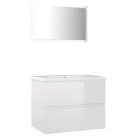 vidaXL Комплект мебели за баня, бял гланц, ПДЧ（SKU:802657, снимка 1 - Други - 45594403