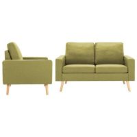 vidaXL Комплект дивани, 2 части, текстил, зелен（SKU:3056619, снимка 1 - Дивани и мека мебел - 45077881