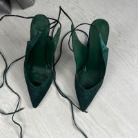 Дамски високи обувки с връзки в зелен цвят, 39 номер, снимка 3 - Дамски обувки на ток - 45567562