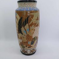 Стара керамична ваза с птици, 28 см, снимка 1 - Вази - 45367317