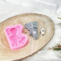 Слон слонче с играчка мече силиконов молд форма фондан гипс шоколад пано декор, снимка 2 - Форми - 45083842