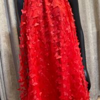 Червена рокля 3D пеперуди , снимка 1 - Рокли - 45210549