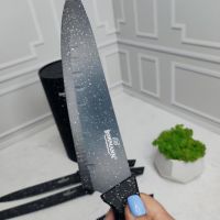 Комплект ножове и стойка Bohmann 6в1 , Мраморно покритие, Стомана, снимка 3 - Аксесоари за кухня - 45142036