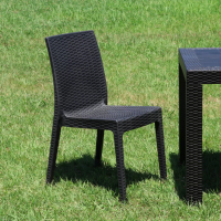 Градински стол от полипропилен с плетен дизайн - Кафяв, снимка 5 - Столове - 44962875
