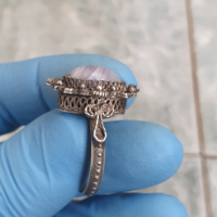 Стар сребърен пръстен с Ахат, снимка 4 - Пръстени - 44973818