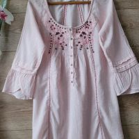 Розова блуза памучна материя с бродерии , снимка 5 - Тениски - 45520543