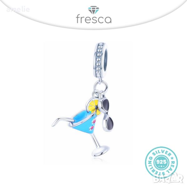 Талисман Fresca по модел тип Пандора сребро проба 925 Pandora Beach Bar. Колекция Amélie, снимка 1