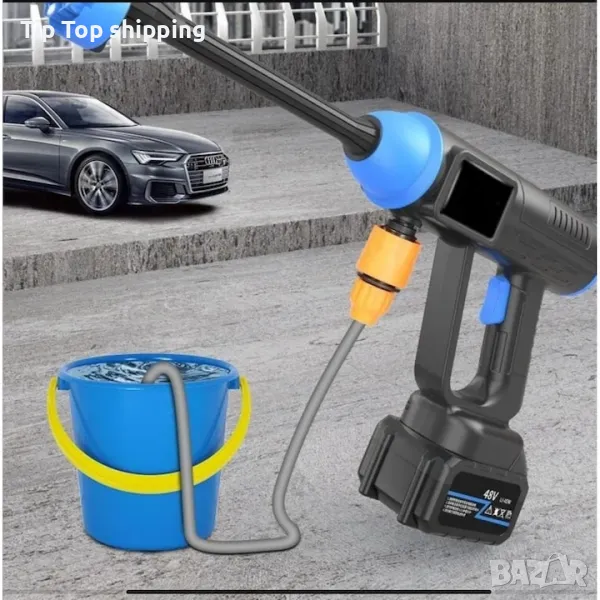 Акумулаторна водоструйка 48V – Пистолет за миене с LCD дисплей и 6 режима, снимка 1