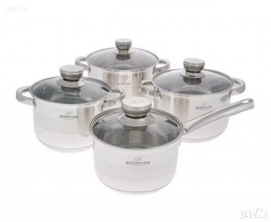 Комплект тенджери Bohmann 16см/18см/20см/22см, Неръжд.стомана, снимка 1