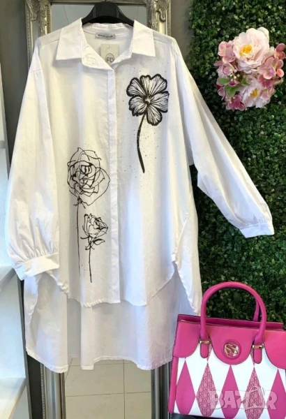 памучни ризи с асиметрична дължина , снимка 1