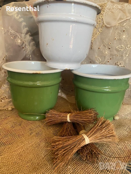 Емайлирани саксии/ кашпи Чехословакия, снимка 1