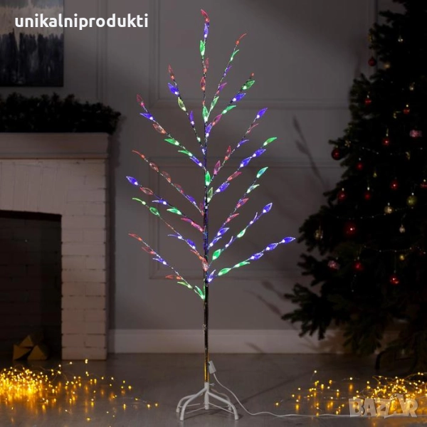 Светещо коледно дърво 150см многоцветна LED светлина от млечни листенца , снимка 1