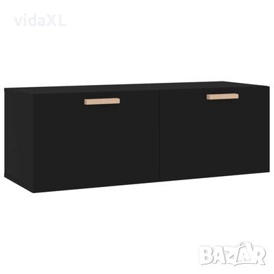 vidaXL Стенен шкаф, черен, 100x36,5x35 см, инженерно дърво, снимка 1
