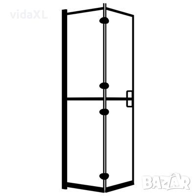 vidaXL Сгъваем душ параван, ESG стъкло, 80x140 см, черен, снимка 1