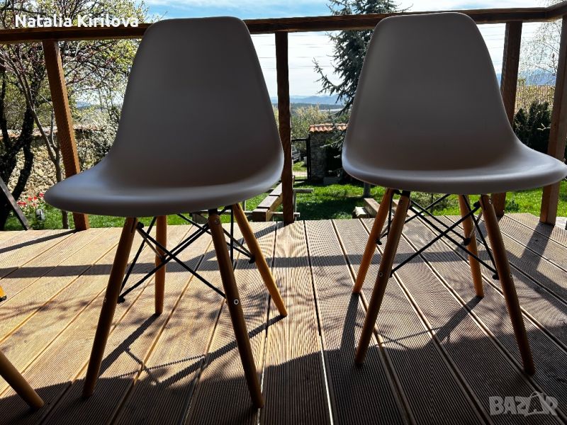 Комплект 6 бр.  трапезни столове с дървени крака в скандинавски стил, снимка 1