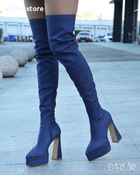 Чизми на ток - деним - YSV2 , снимка 1