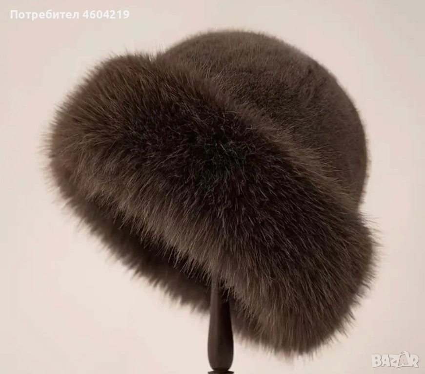 Зимна дамска шапка с косъм, снимка 1