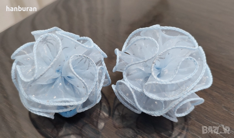 Страхотни светлосини празнични корделки с брокат, снимка 1