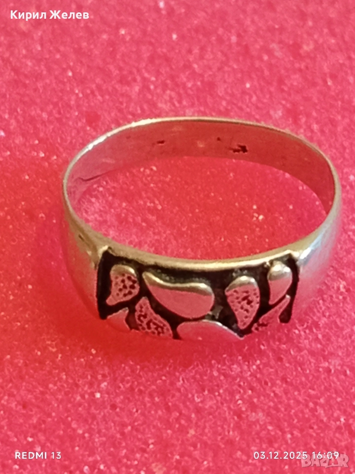 Сребърен пръстен с декорация майсторска ръчна изработка 51108, снимка 1